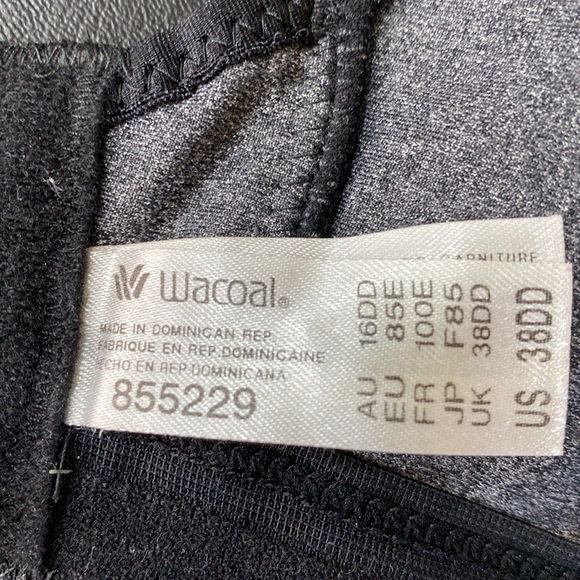Wacoal 855229 Gray with Black Trim Sports Convertible Underwire Bra.  Size 38DD. - Picture 9 of 13